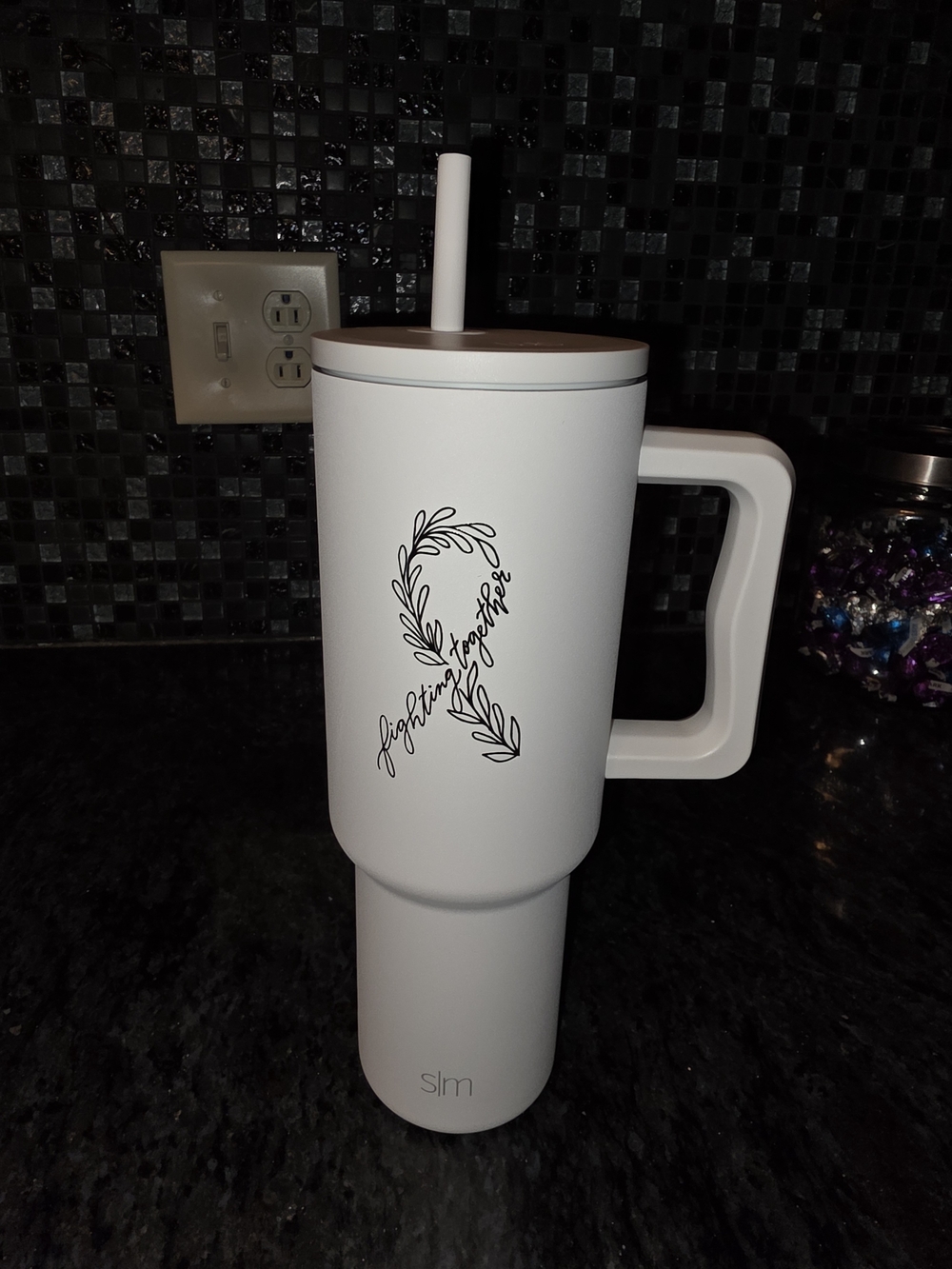 Simple Modern White Insulated Travel Tumbler with Handle 40oz